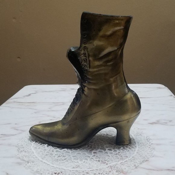 1950's Brass Victorian Decorative Boot Vase - Picture 2 of 9
